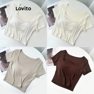 Lovito Casual Plain Basic T-Shirt for Women LNE24089 (Multi-color)