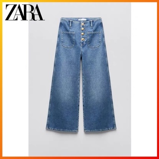 ZARA Summer New Style Women's Z1975 High Waist Loose Wide Leg Cropped Jeans 1889157 427