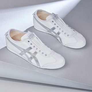 Original In Stock ˉ Shoe Tigers Sneakers Super Soft Canvas Men and Women's Casual Sports Running Tigers Running Shoes White/silver LLAN