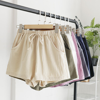 High Waist Cotton Linen Shorts Loose Casual Hot Pants Large Size Thin Wide Leg