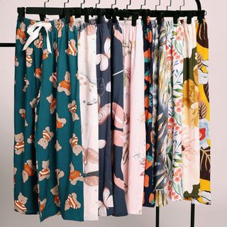 Fashionable summer women's thin trousers plus size high waist wide leg trousers can be worn by pregnant women