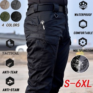 IX7-IX9 Men's Cargo Pants Multi Pocket Waterproof Tactical Pants Plus Size