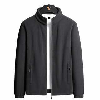 Plus Size M-8XL Men's Autumn Fleece Jacket Oversize Windproof Warm Long Sleeve Versatile Jacket Suitable for Middle-aged Elderly Stand-up Collar Fashion Jacket